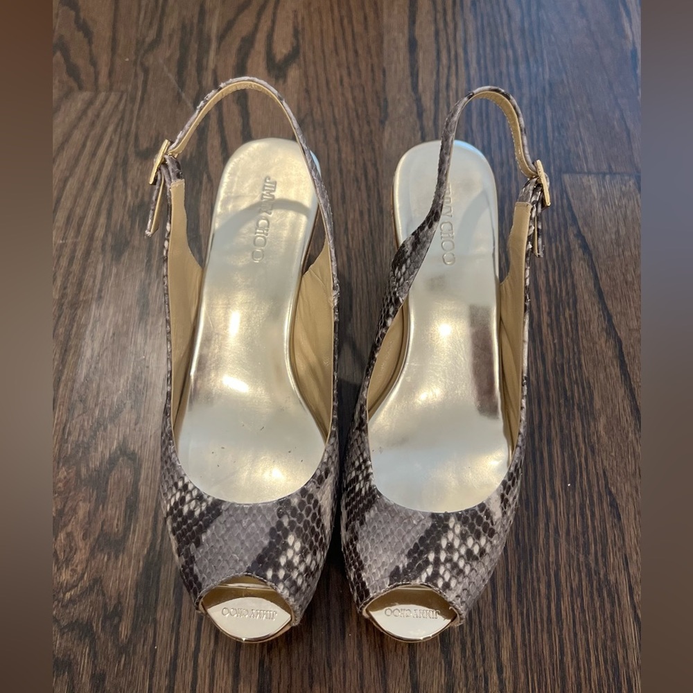 No Flaws Jimmy Choo Snake Print Print Sling Back … - image 3